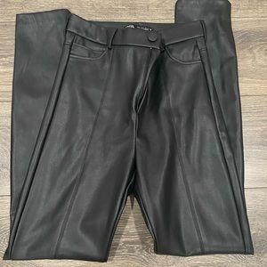 Zara High Rise Black Faux Leather Pant